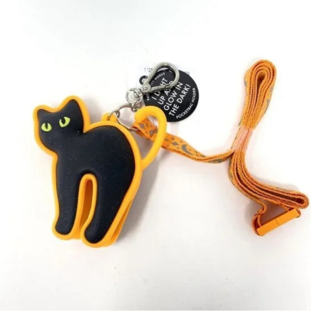 Halloween Black Cat Lanyard Keychain Pocket *Bac Holder Bath & Body Works EUC